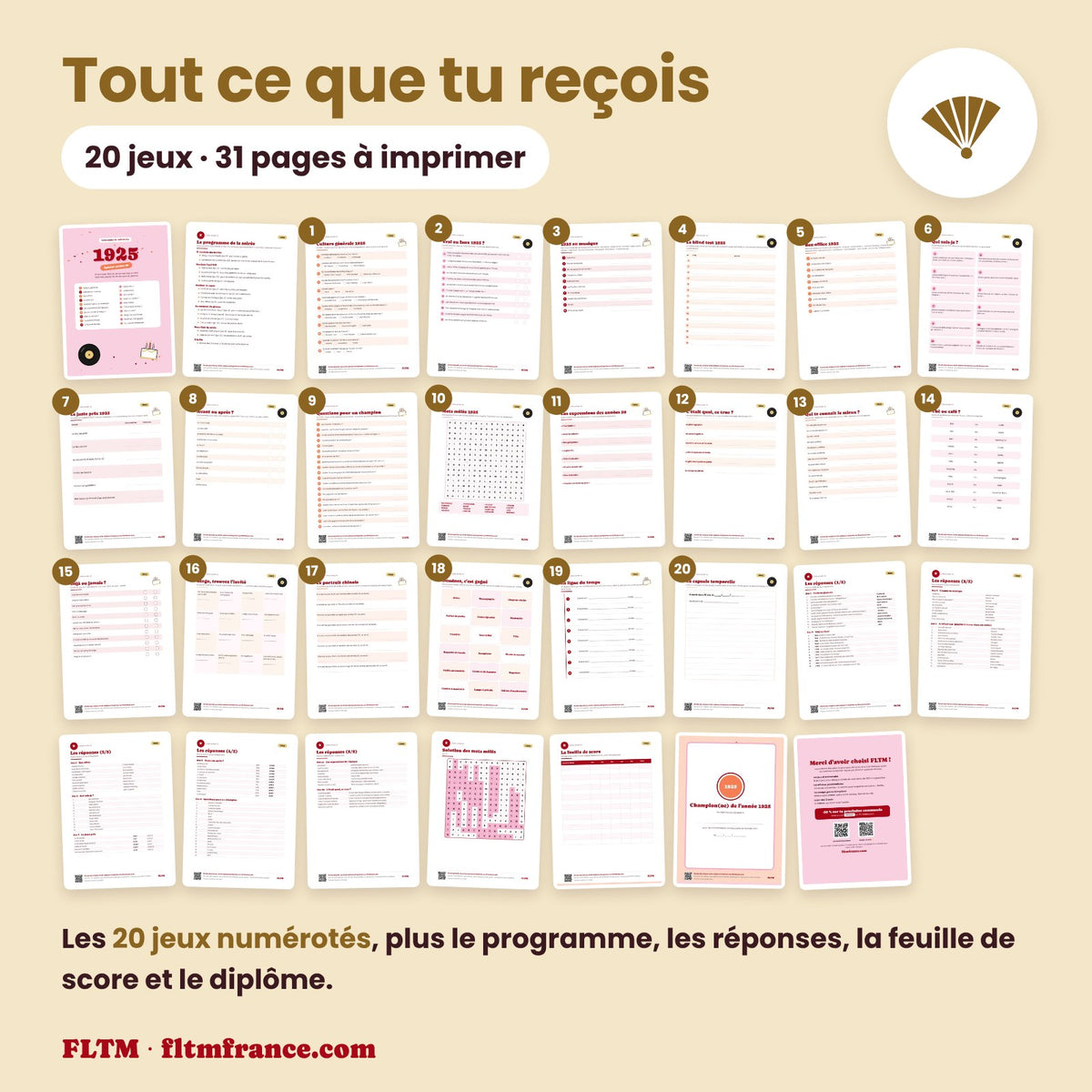 Jeu anniversaire année 1925 : tous les jeux et les pages du PDF