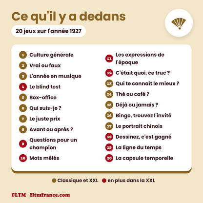Jeu anniversaire année 1927 : les 20 jeux