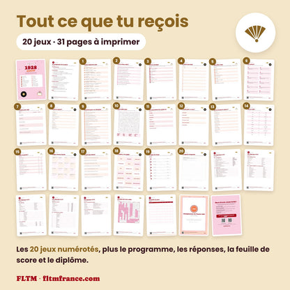 Jeu anniversaire année 1928 : tous les jeux et les pages du PDF