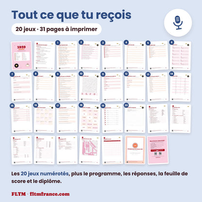 Jeu anniversaire année 1930 : tous les jeux et les pages du PDF