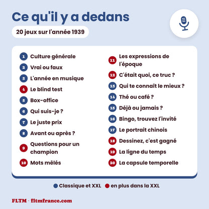Jeu anniversaire année 1939 : les 20 jeux
