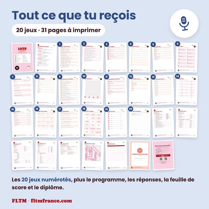 Jeu anniversaire année 1939 : tous les jeux et les pages du PDF