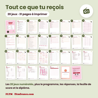 Jeu anniversaire année 1943 : tous les jeux et les pages du PDF