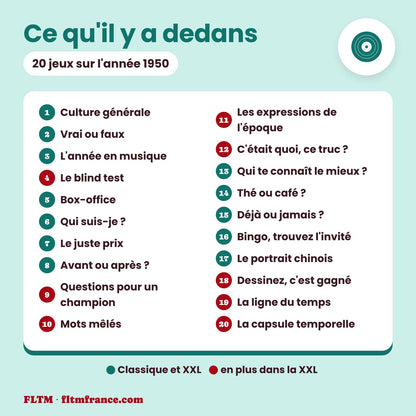 Jeu anniversaire année 1950 : les 20 jeux