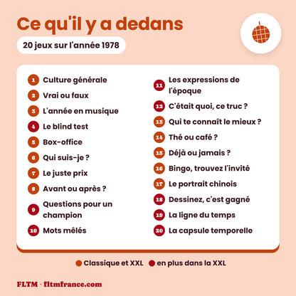 Jeu anniversaire année 1978 : les 20 jeux