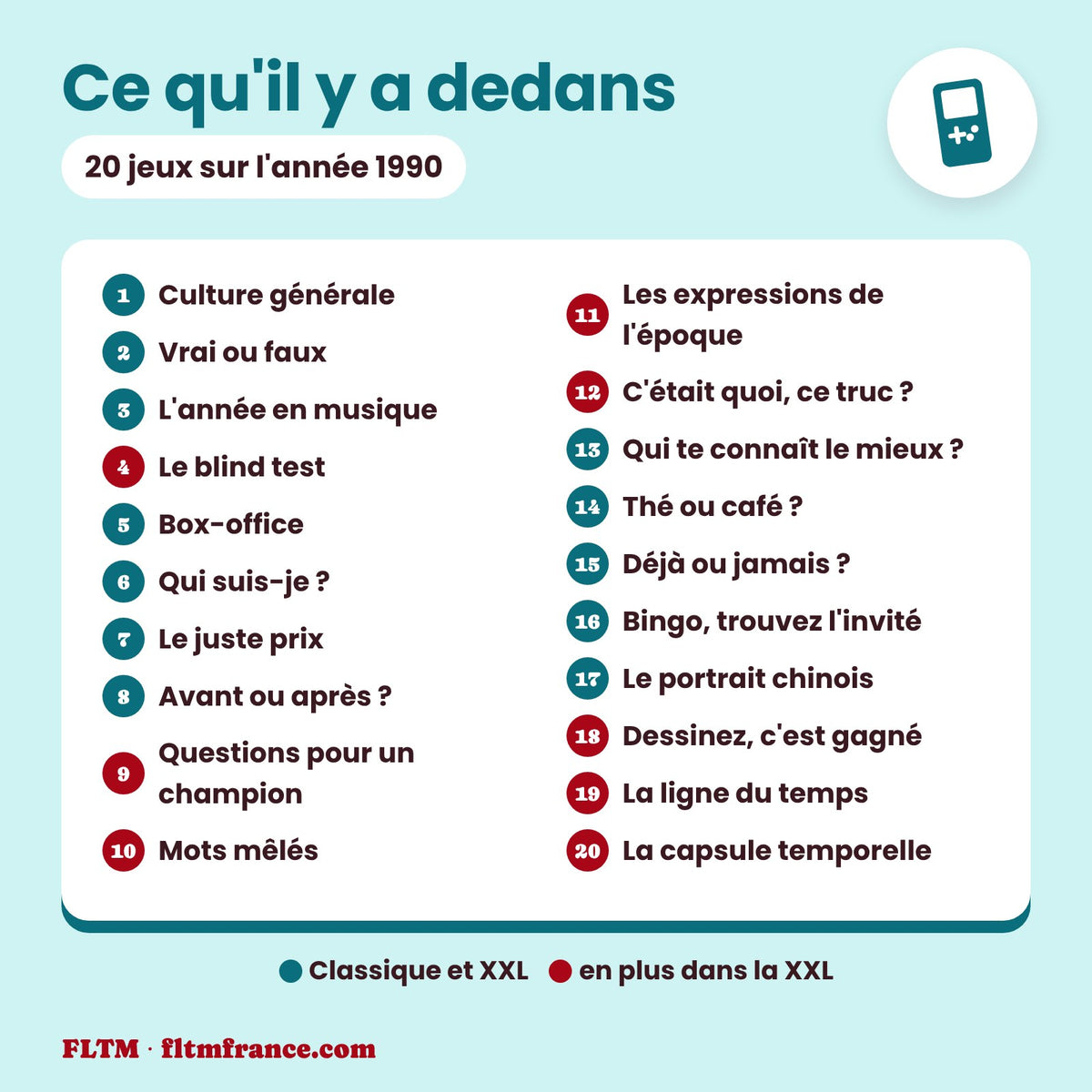 Jeu anniversaire année 1990 : les 20 jeux
