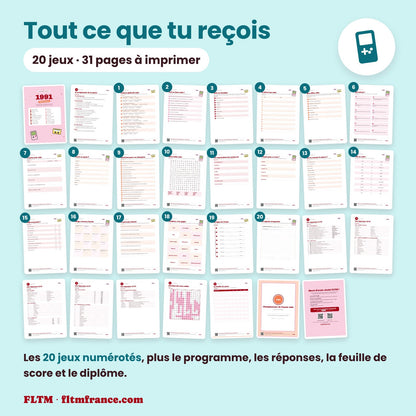 Jeu anniversaire année 1991 : tous les jeux et les pages du PDF