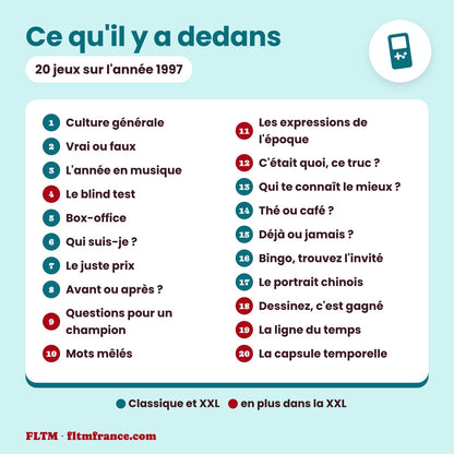 Jeu anniversaire année 1997 : les 20 jeux
