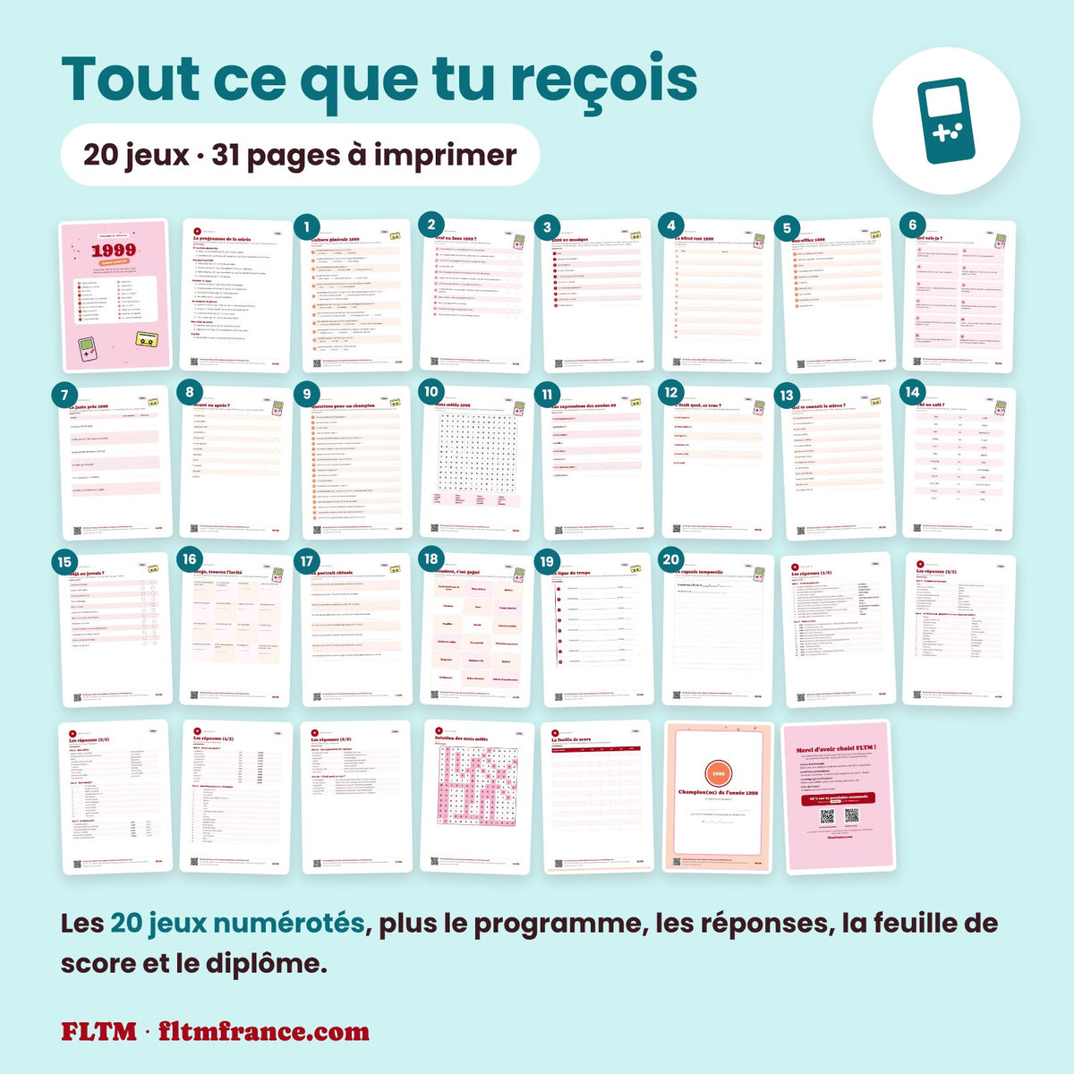 Jeu anniversaire année 1999 : tous les jeux et les pages du PDF