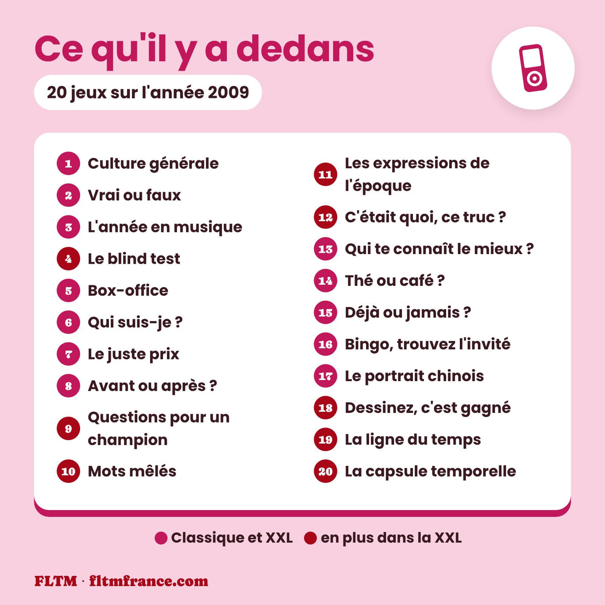 Jeu anniversaire année 2009 : les 20 jeux