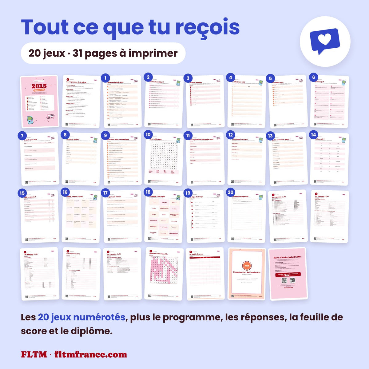 Jeu anniversaire année 2015 : tous les jeux et les pages du PDF