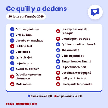 Jeu anniversaire année 2019 : les 20 jeux
