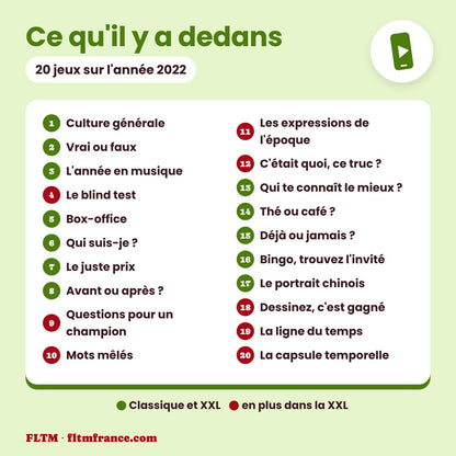 Jeu anniversaire année 2022 : les 20 jeux