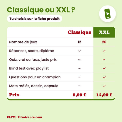 Jeu anniversaire année 2025 : édition Classique ou XXL