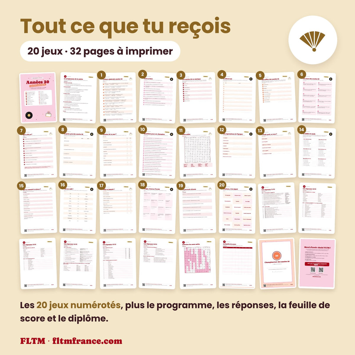Jeu anniversaire thème années 20 à imprimer : tous les jeux et les pages