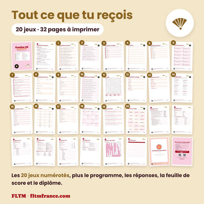 Jeu anniversaire thème années 20 à imprimer : tous les jeux et les pages