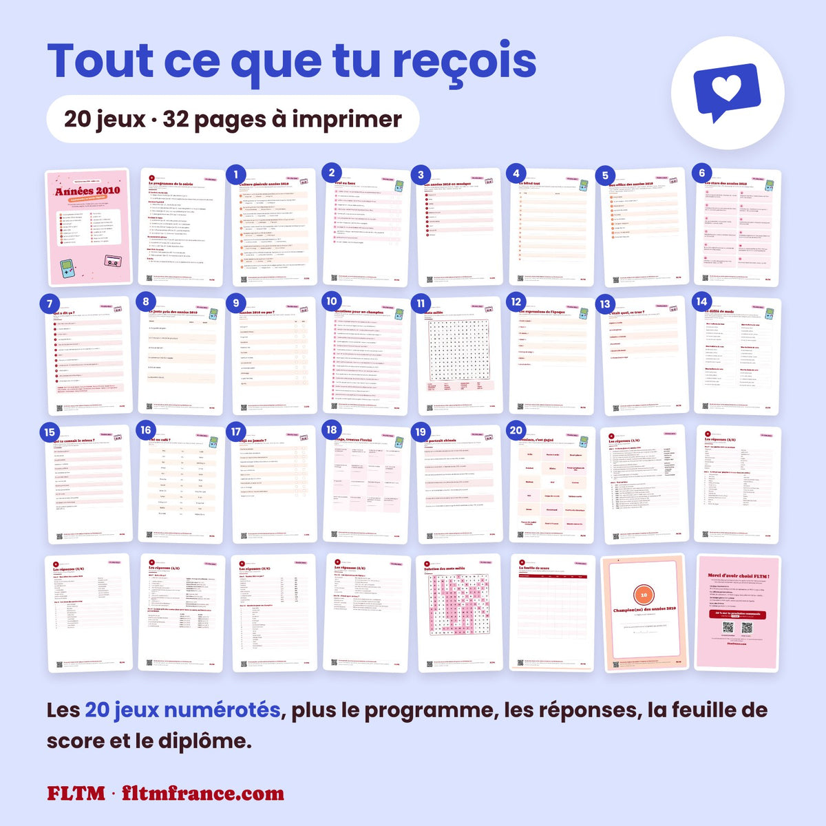 Jeu anniversaire thème années 2010 à imprimer : tous les jeux et les pages