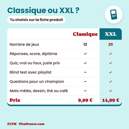 Jeu anniversaire thème années 90 à imprimer : édition Classique ou XXL