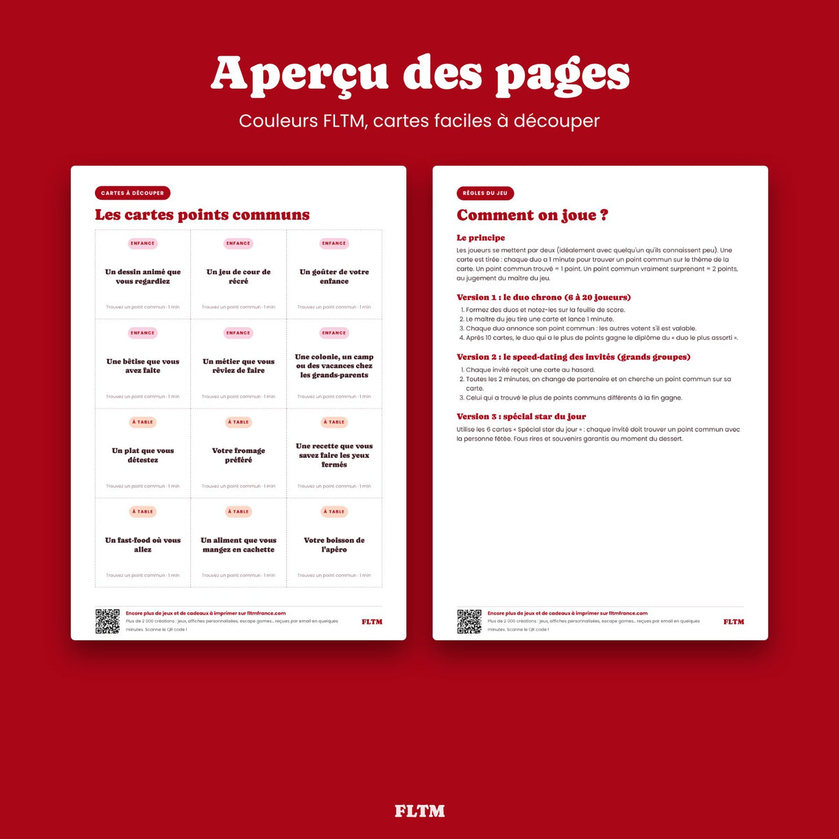 Jeu des points communs : aperçu