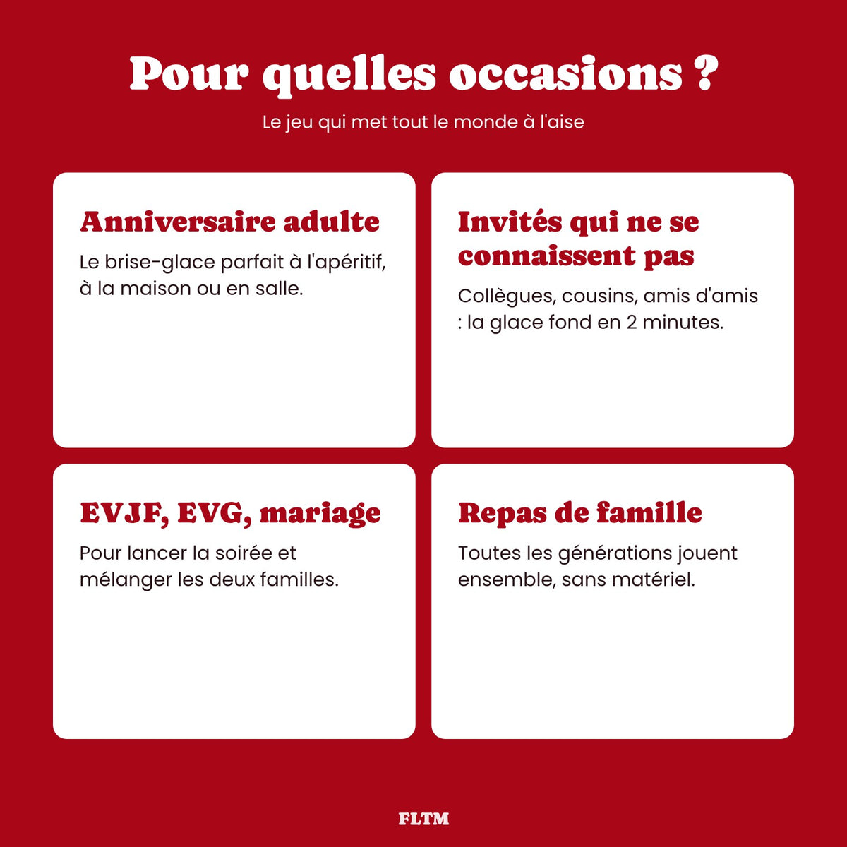 Jeu des points communs : pour quelles occasions