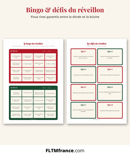 Bingo du réveillon et cartes défis de Noël à imprimer