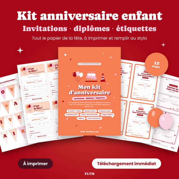 Kit anniversaire enfant à imprimer : invitations, diplômes et étiquettes