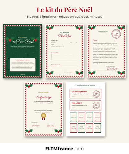 Les 5 pages du kit du Père Noël à imprimer