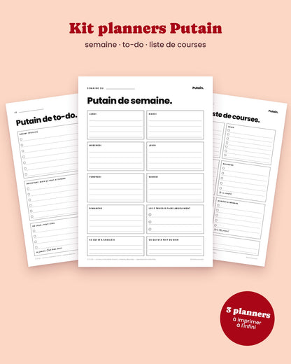 Kit planners Putain à imprimer – visuel 1