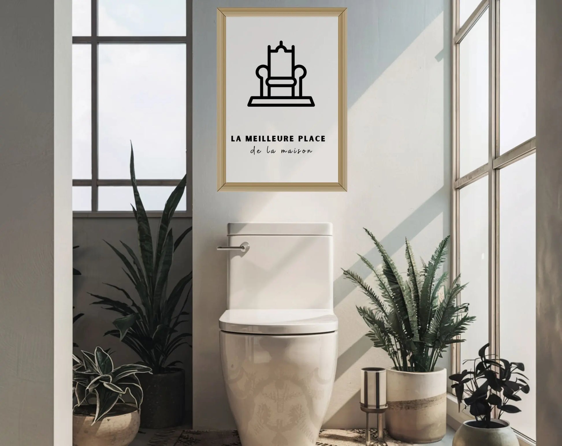 Affiche La meilleure place de la maison - Poster minimaliste WC et salle de bain à imprimer - Décoration murale moderne FLTMfrance