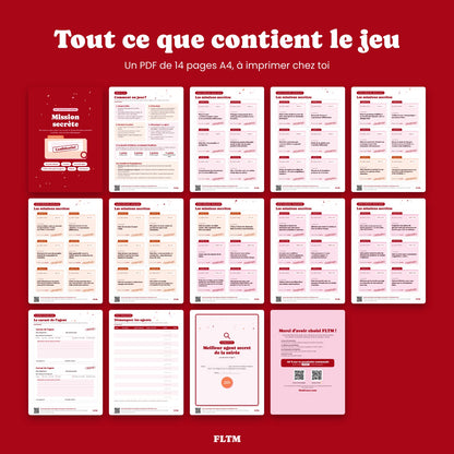 Contenu du jeu Mission secrète : PDF de 14 pages A4 à imprimer
