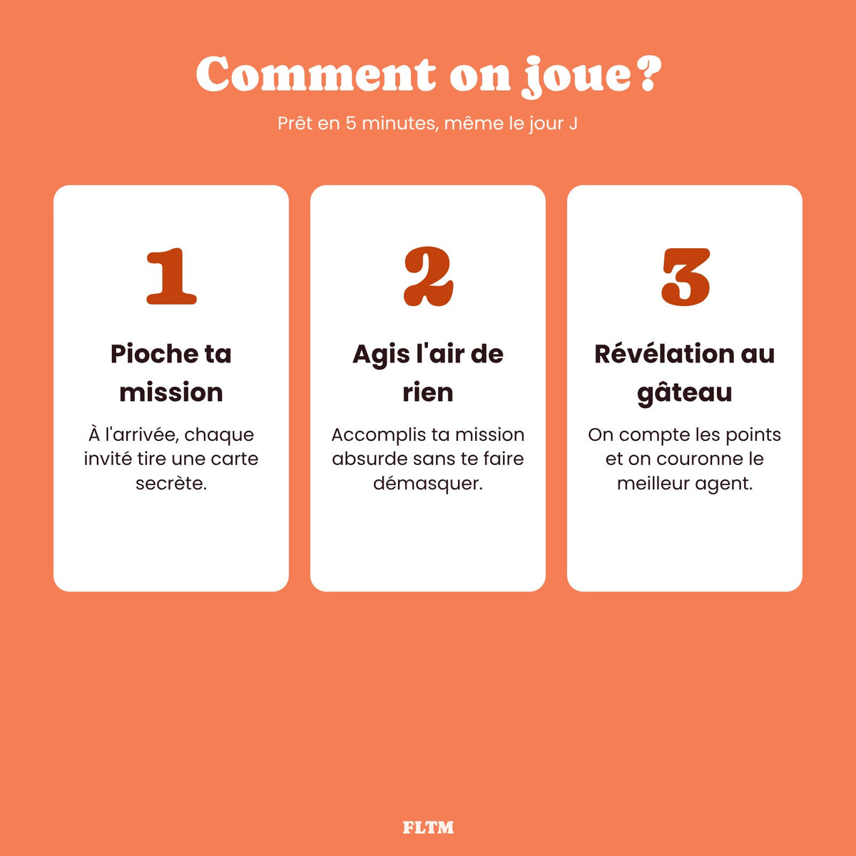 Comment jouer à Mission secrète : piocher sa mission, agir discrètement, révélation au gâteau