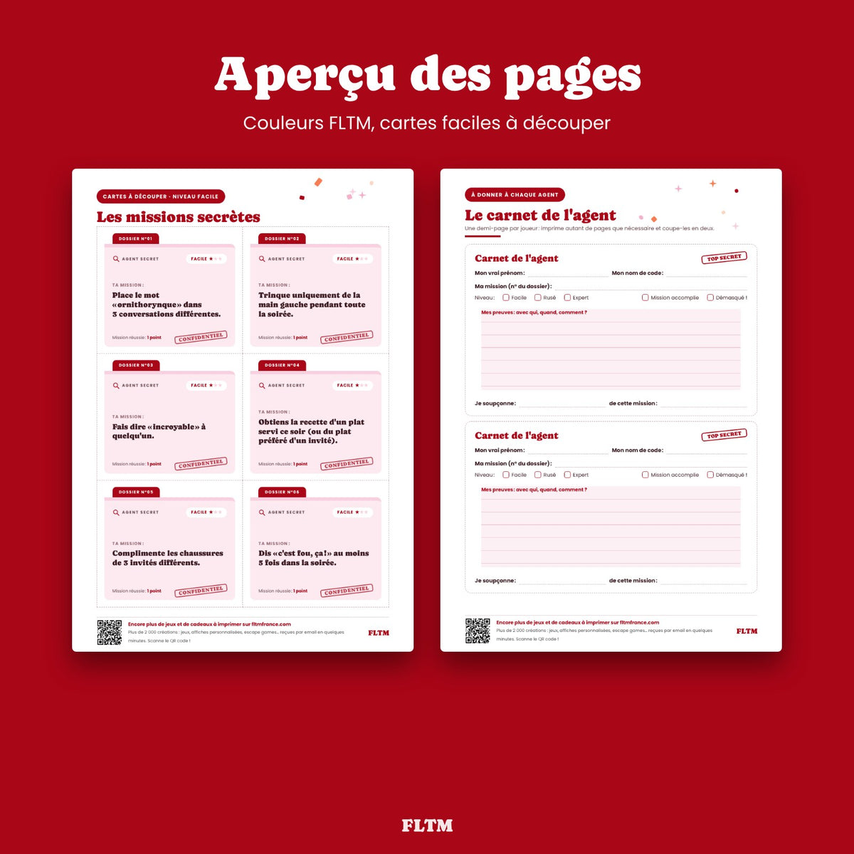 Aperçu des cartes missions et du carnet de l'agent