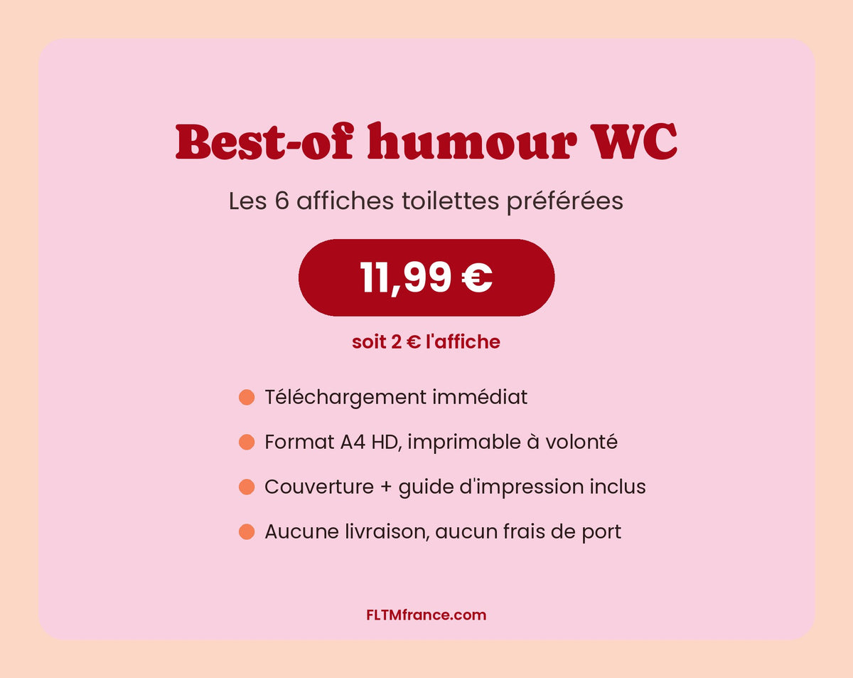 Best-of humour WC : 6 affiches toilettes à 11,99 €