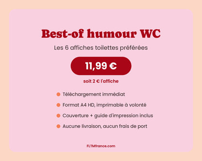 Best-of humour WC : 6 affiches toilettes à 11,99 €
