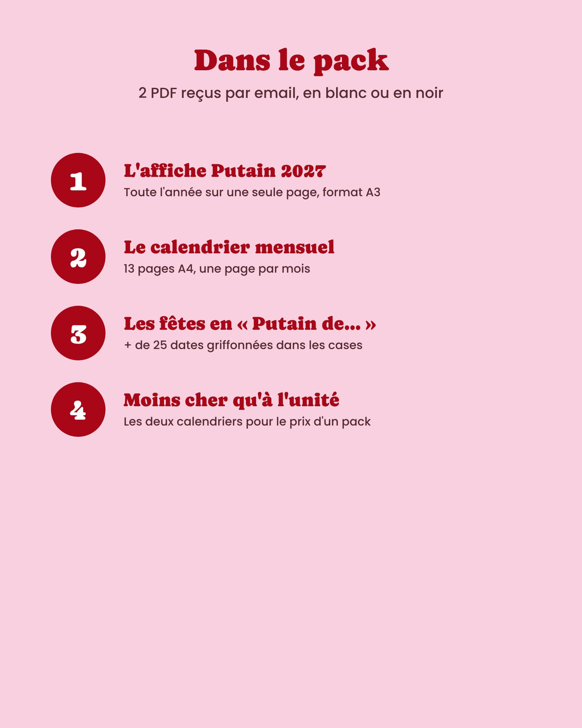 Pack calendrier Putain 2027 – visuel 2