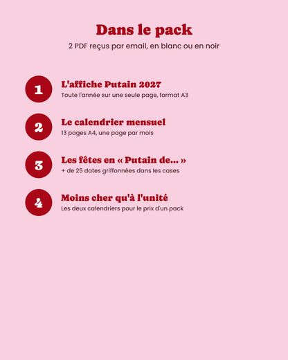 Pack calendrier Putain 2027 – visuel 2