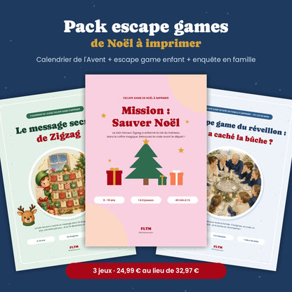 Pack escape games de Noël à imprimer : 3 jeux