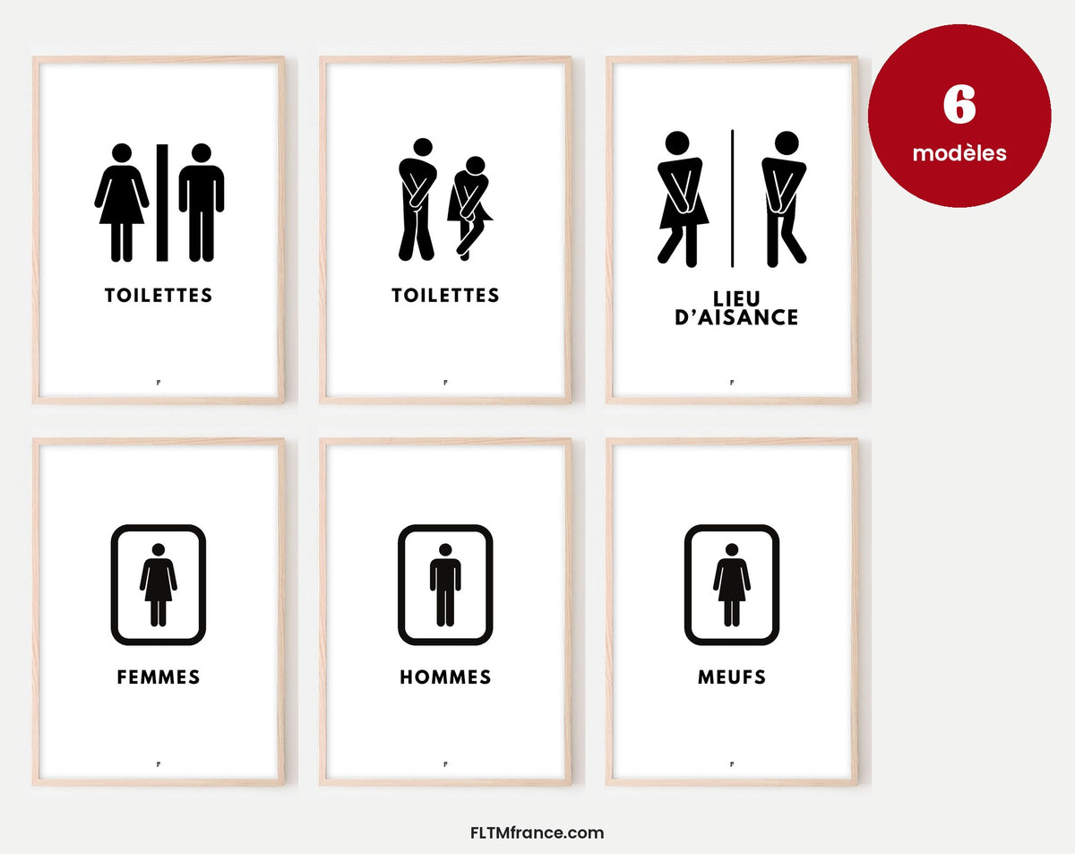 Pack signalétique toilettes à imprimer – affiches WC femmes hommes