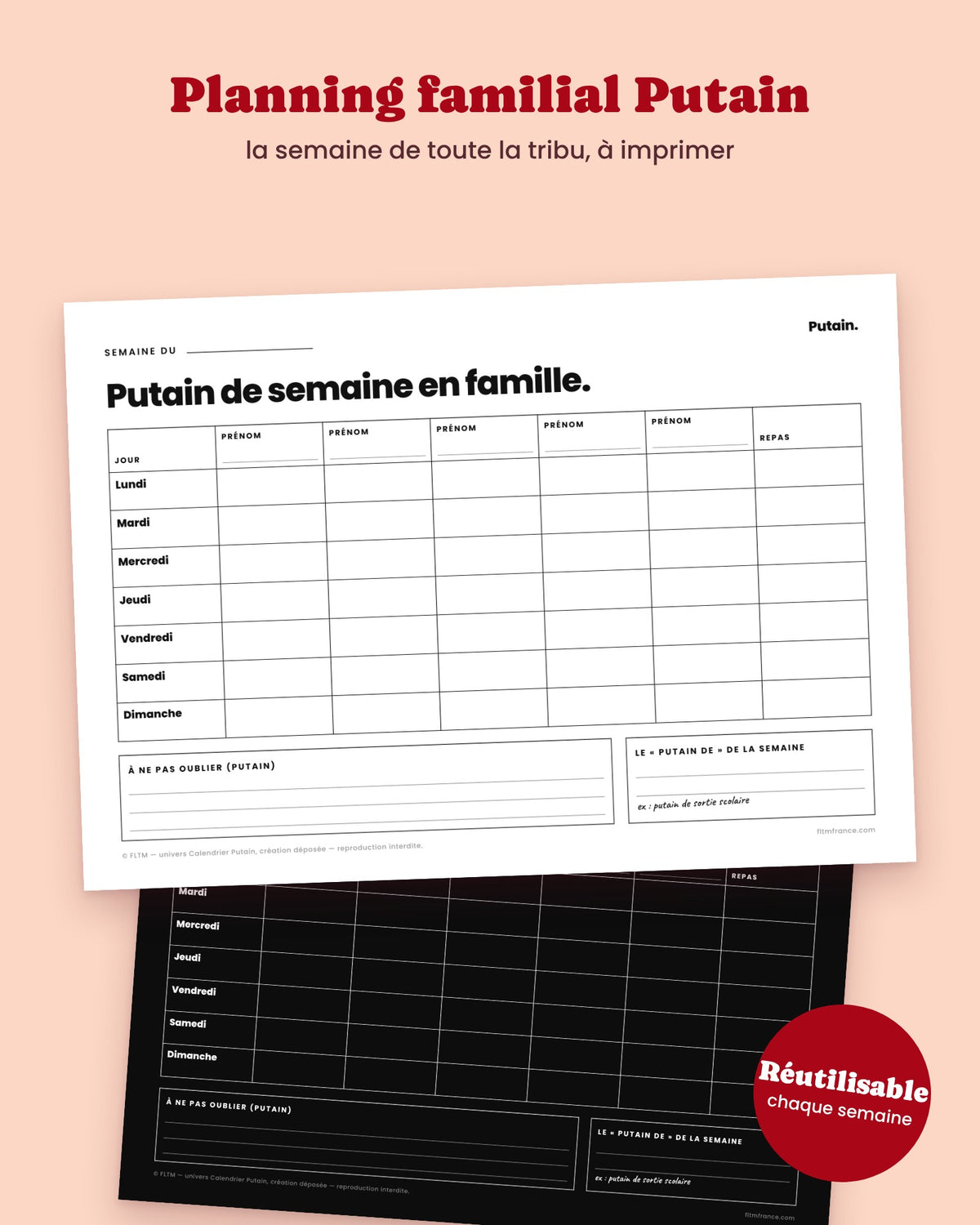 Planning familial Putain à imprimer – visuel 1