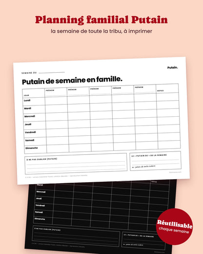 Planning familial Putain à imprimer – visuel 1
