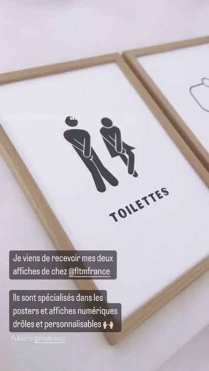 Personajes del cartel del baño con prisa - cartel de humor del WC