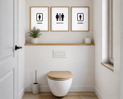 Affiches signalétique toilettes Femmes Toilettes Hommes encadrées