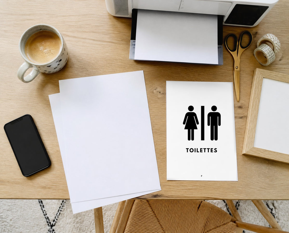 Affiche signalétique toilettes imprimée sur papier A4
