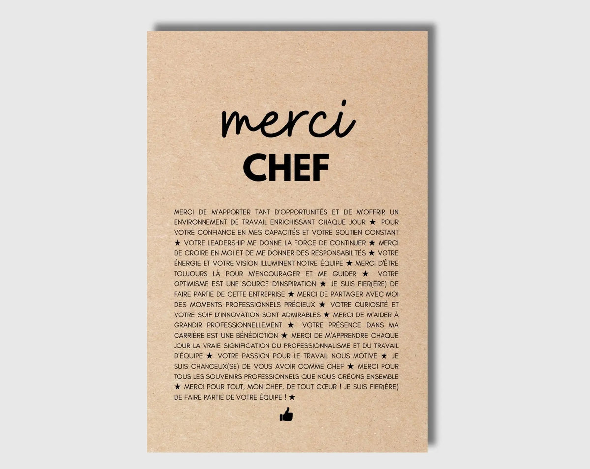 Carte merci chef à imprimer | FLTM