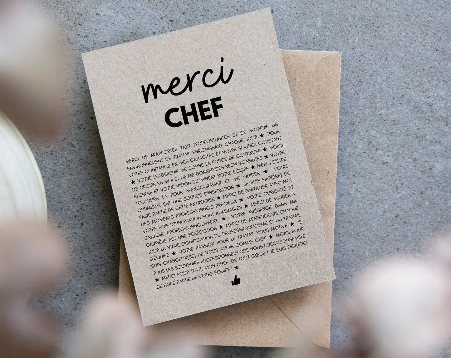 Carte merci chef - Idée cadeau pour son responsable / son chef FLTMfrance