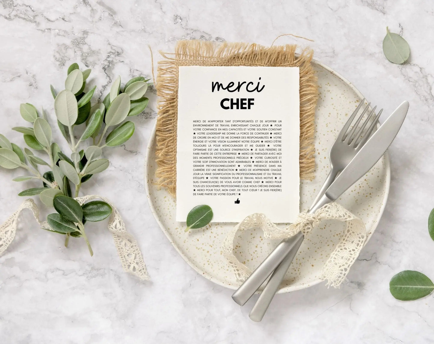 Carte merci chef - Idée cadeau pour son responsable / son chef FLTMfrance