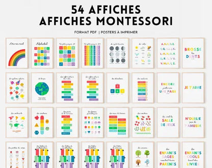 54 affiches pédagogiques - Poster éducatif Montessori FLTMfrance