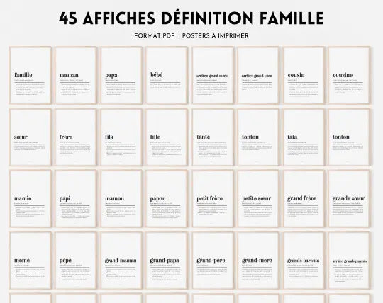 45 Affiches définition famille - Pack affiche définition humour famille