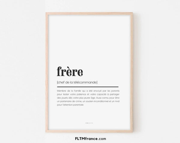 Affiche définition frère - Affiche définition humour famille