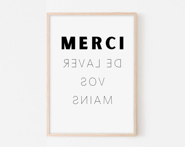Affiche Merci de laver vos mains - Poster minimaliste WC